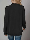 Double Take Striped Half Zip Long Sleeve T-Shirt - Trendsi - Flyclothing LLC