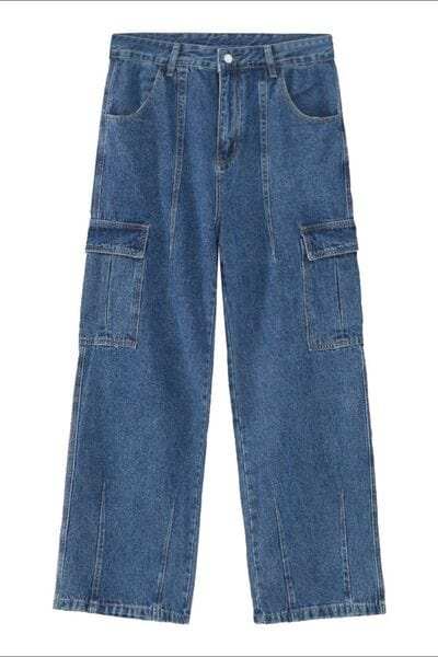 Wide Leg Jeans with Pockets - Trendsi - Flyclothing LLC