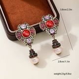 Zinc Alloy Flower Pearl Drop Earrings - Trendsi - Flyclothing LLC