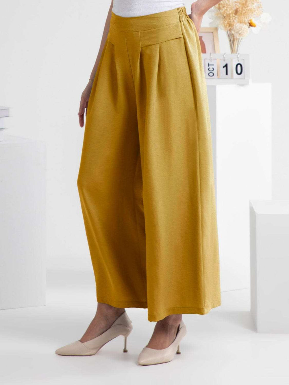 Wide Leg Elastic Waist Pants - Trendsi - Flyclothing LLC