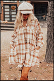Plaid Collared Neck Long Sleeve Mini Shirt Dress - Trendsi - Flyclothing LLC