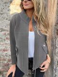 Full Size Textured Knit Zip Up Outerwear Plus Size - Trendsi - Flyclothing LLC