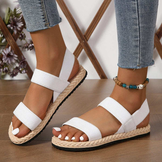 Open Toe Flat Sandals - Trendsi - Flyclothing LLC