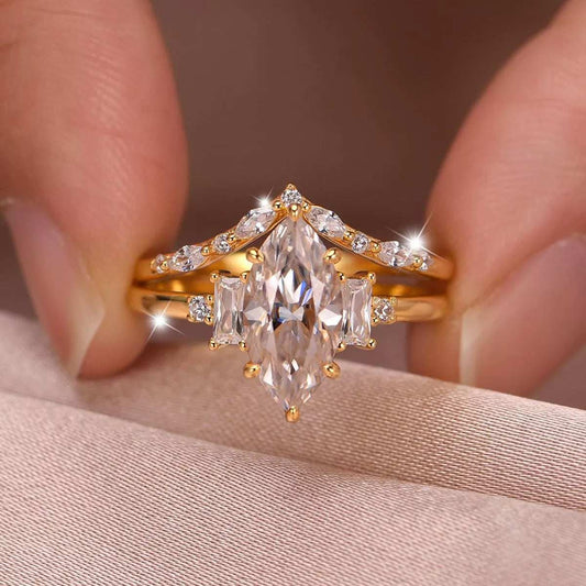 2 Carat Moissanite 925 Sterling Silver 2 Piece Ring - Trendsi - Flyclothing LLC
