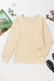 Pocketed Round Neck Long Sleeve Top - Trendsi - Flyclothing LLC