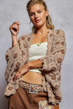 POL Openwork V-Neck Chenille Cardigan with Contrast Floral - Trendsi - Flyclothing LLC