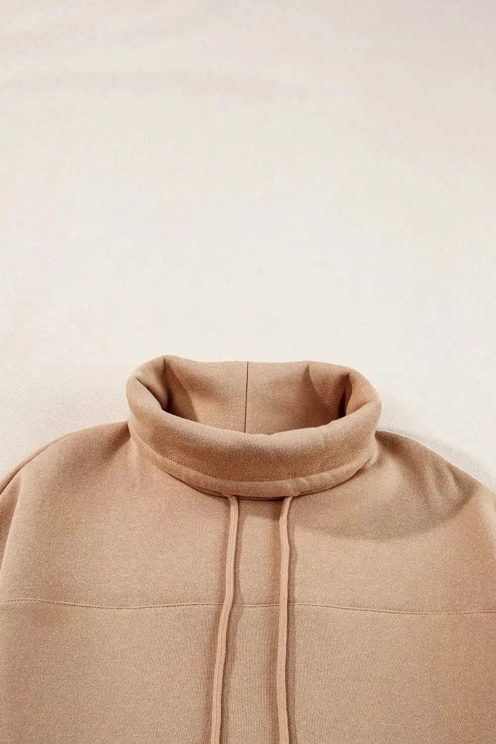 Drawstring Turtleneck Long Sleeve Sweatshirt - Trendsi - Flyclothing LLC