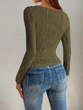 Textured Round Neck Long Sleeve Top - Trendsi - Flyclothing LLC