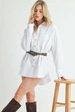 Aemi + Co High-Low Collared Neck Drop Shoulder Shirt - Trendsi - Flyclothing LLC