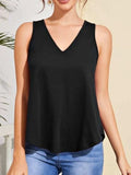 V-Neck Curved Hem Tank - Trendsi - Flyclothing LLC