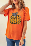 Pumpkin Round Neck Short Sleeve T-Shirt - Trendsi - Flyclothing LLC