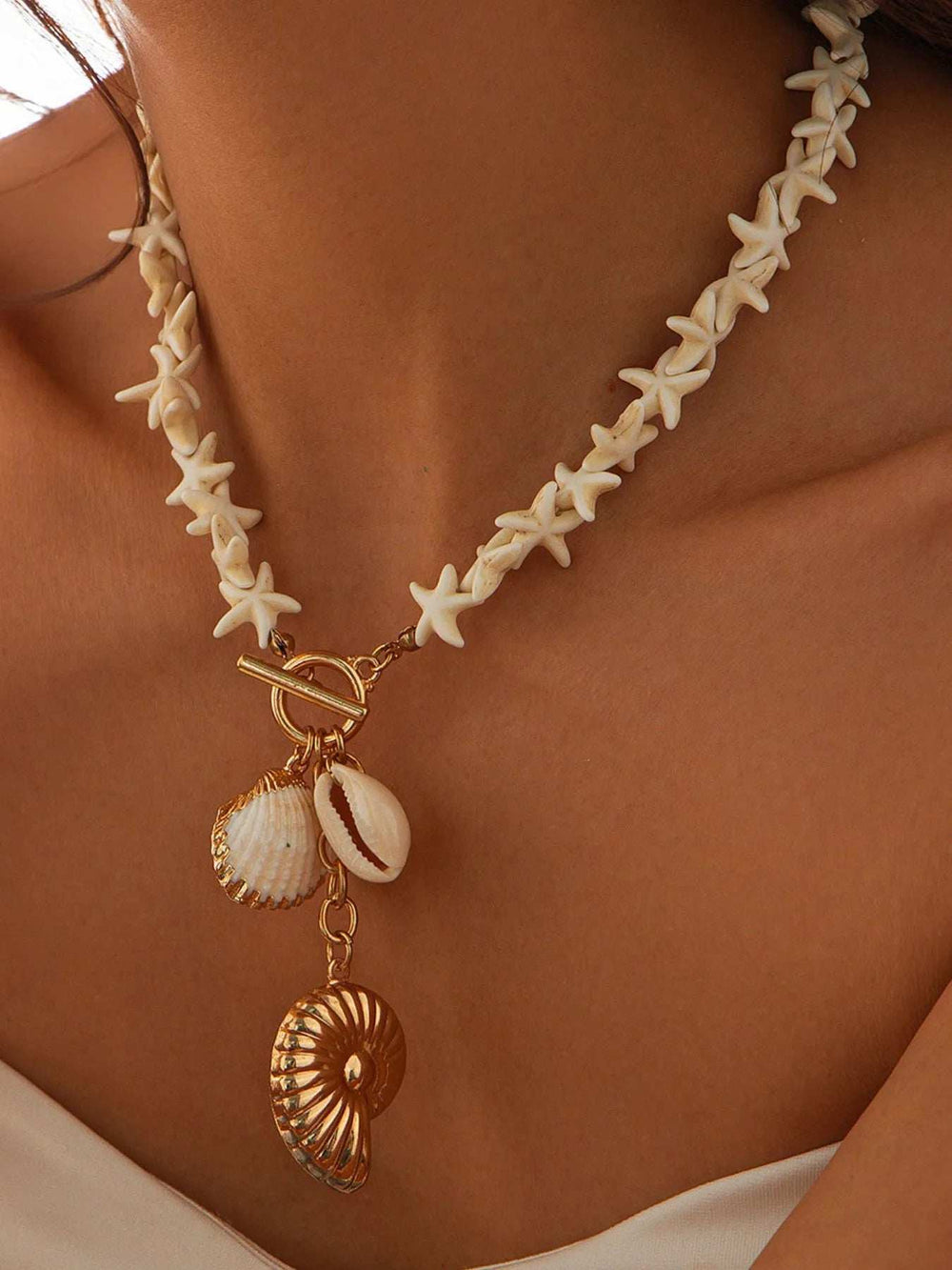Starfish Shell Pendant Necklace - Trendsi - Flyclothing LLC