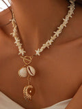 Starfish Shell Pendant Necklace - Trendsi - Flyclothing LLC