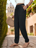 Textured High Waist Joggers - Trendsi - Flyclothing LLC
