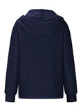 Drawstring Quarter Button Long Sleeve Hoodie - Trendsi - Flyclothing LLC