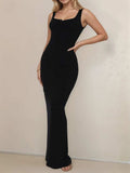 Devine Side Slit Wide Strap Maxi Dress - Trendsi - Flyclothing LLC