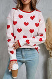 Angel Wings Contrast Trim Heart Round Neck Sweater - Trendsi - Flyclothing LLC