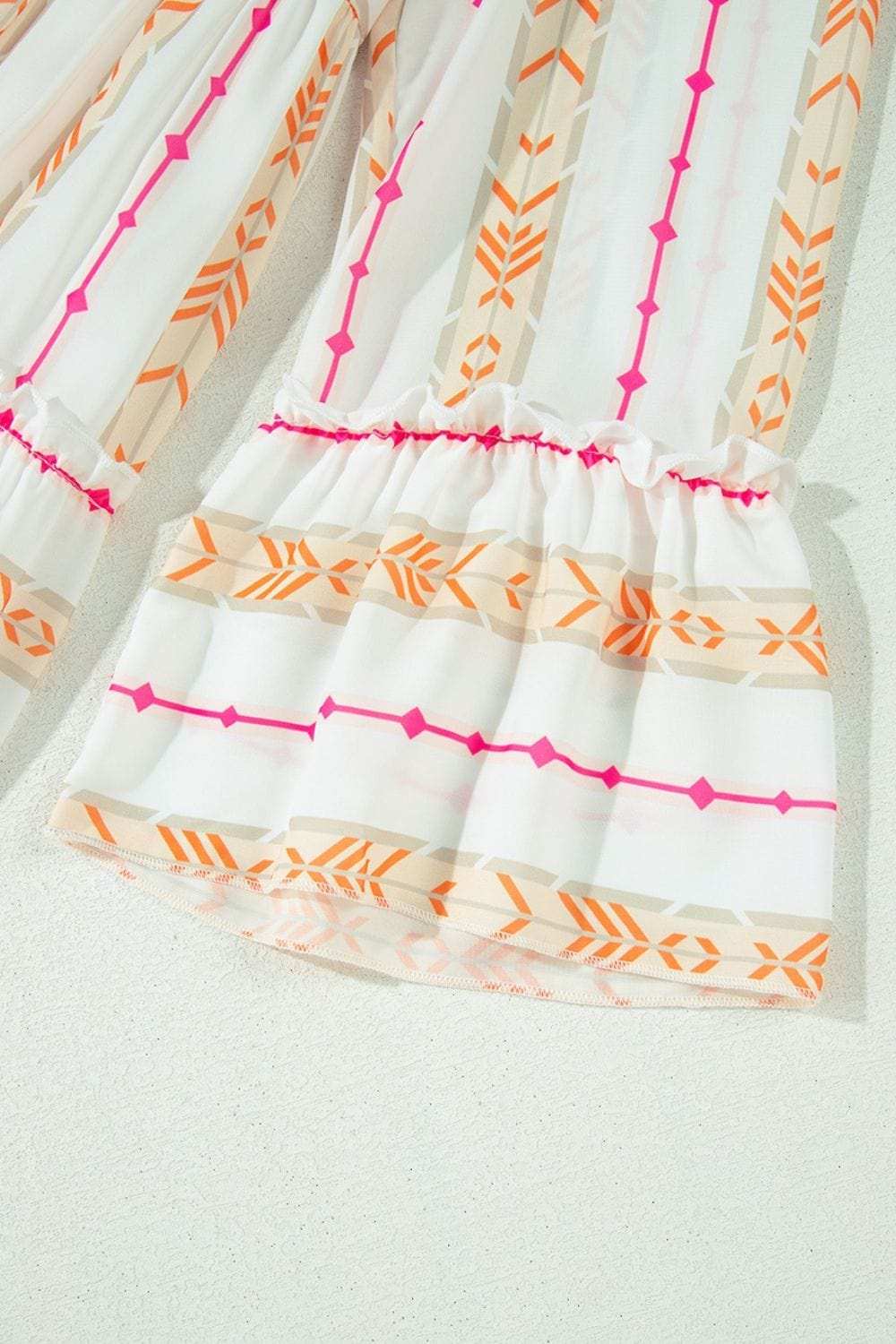 Printed Ruffled Notched Loose Dress - Trendsi - Flyclothing LLC