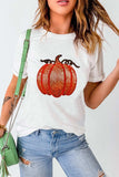 Full Size Sequin Pumpkin Round Neck Short Sleeve T-Shirt - Trendsi - Flyclothing LLC