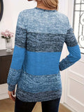 Decorative Button Contrast Round Neck Long Sleeve T-Shirt - Trendsi - Flyclothing LLC