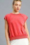 Umgee Round Neck Cap Sleeve Sweatshirt - Trendsi - Flyclothing LLC