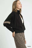 Umgee Zipper Up Cropped Jacket with Leopard Trim - Trendsi - Flyclothing LLC