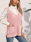 Pocketed V-Neck Sweater Vest - Trendsi - Flyclothing LLC
