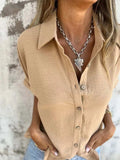 Full Size Collared Neck Half Sleeve Shirt Plus Size - Trendsi - Flyclothing LLC