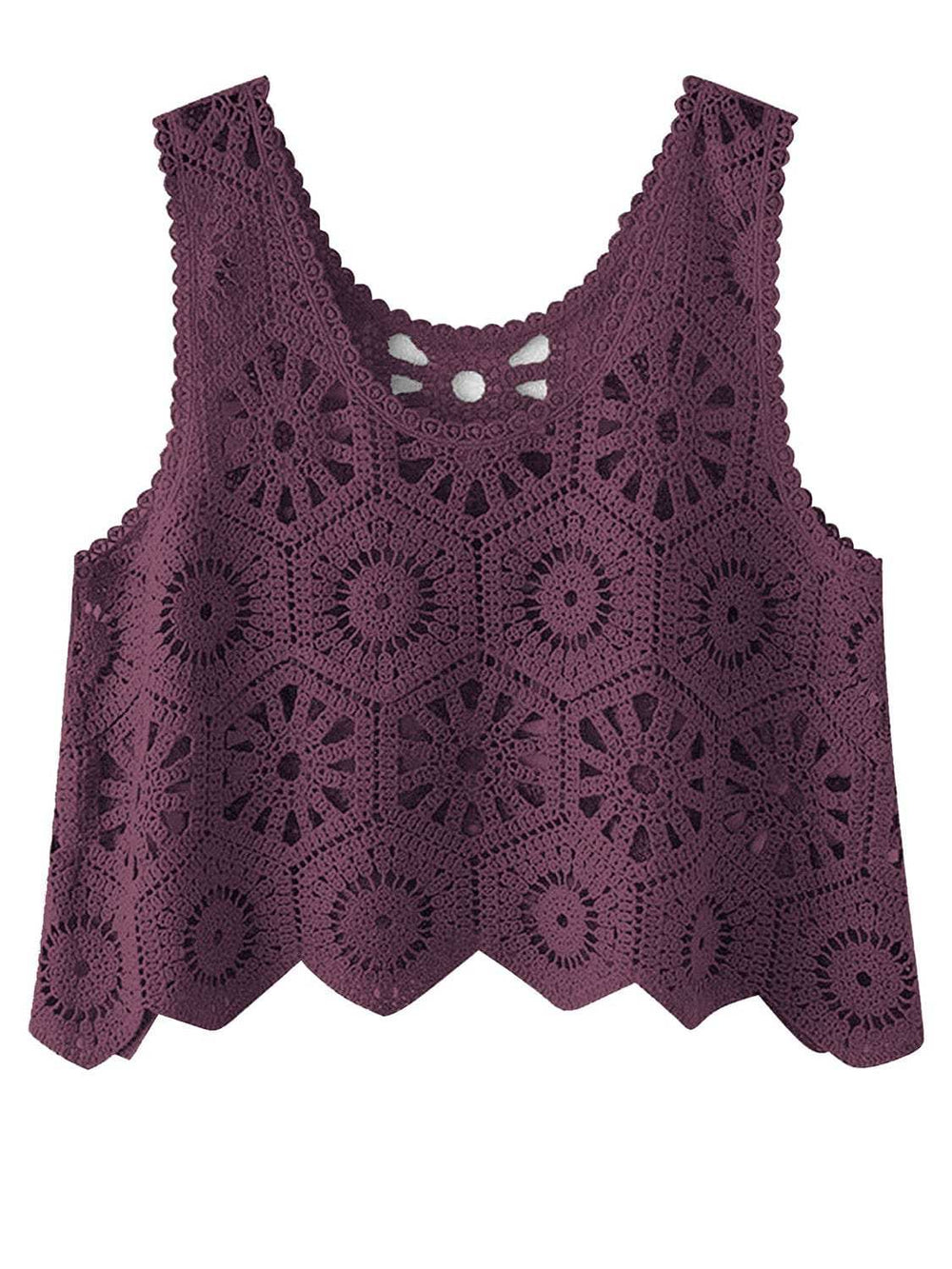 Openwork Round Neck Knit Vest - Trendsi - Flyclothing LLC
