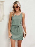 Eyelet Scoop Neck Sleeveless Dress - Trendsi - Flyclothing LLC