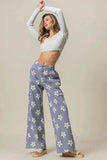 BiBi Flower Printed Side Pocket Wide Pants - Trendsi - Flyclothing LLC