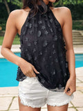 Applique Tied Grecian Neck Tank - Trendsi - Flyclothing LLC