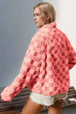 Double Take Checkered Long Sleeve Fuzzy Jacket - Trendsi - Flyclothing LLC