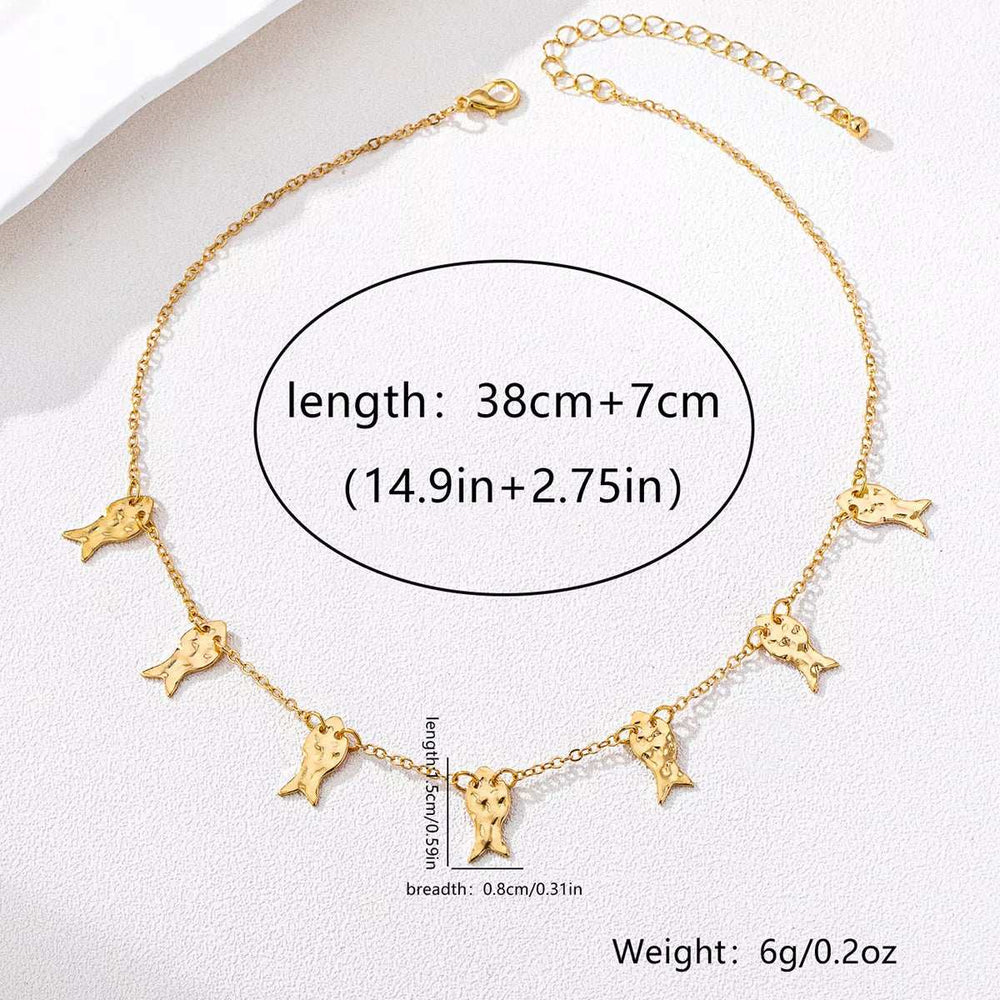 18K Gold-Plated Fish Charm Necklace - Trendsi - Flyclothing LLC