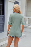Texture Square Neck Short Sleeve Blouse - Trendsi - Flyclothing LLC