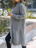 Fringe Open Front Long Sleeve Cardigan - Trendsi - Flyclothing LLC
