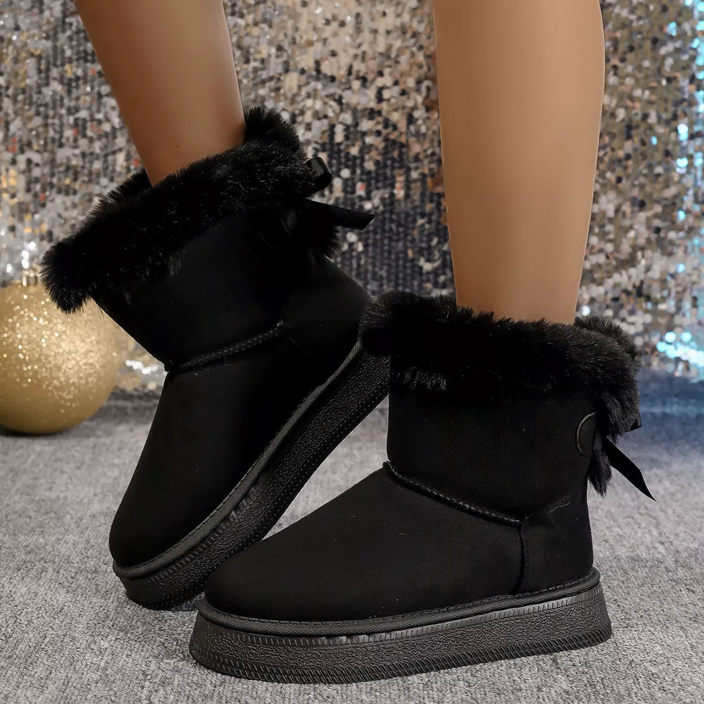 Cozy Faux Fur Trim Boots - Trendsi - Flyclothing LLC