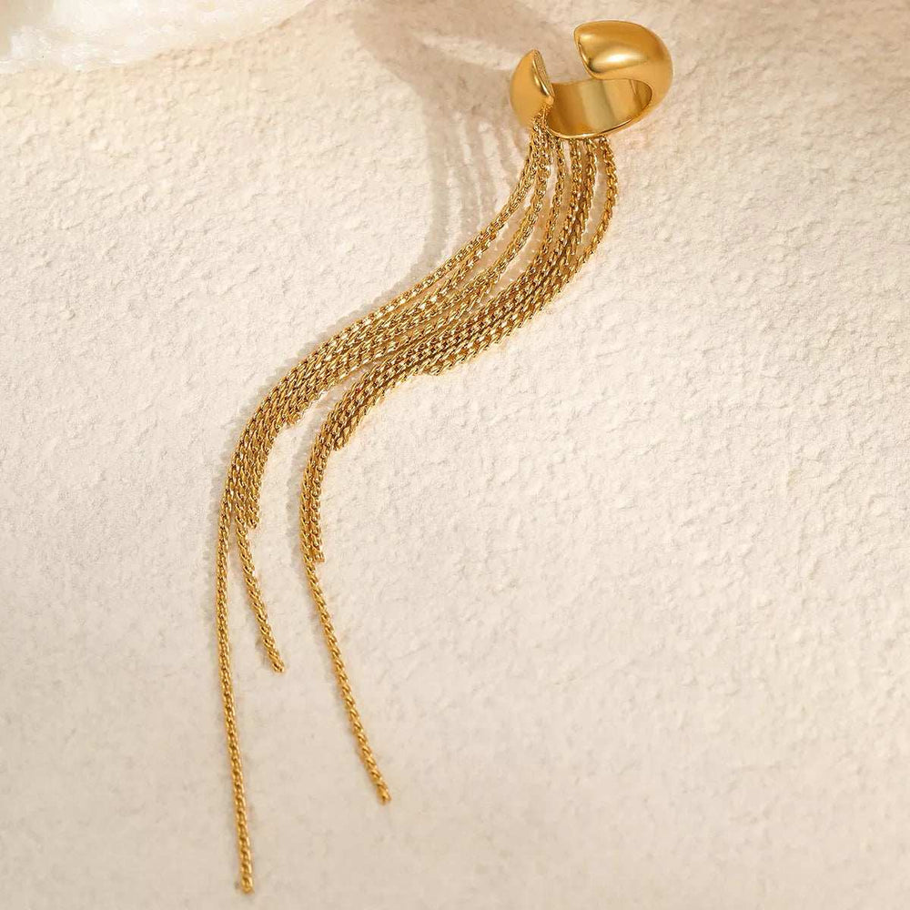18K Gold-Plated Tassel Ear Cuff Earrings - Trendsi - Flyclothing LLC