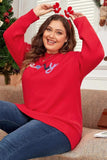 Plus Size MERRY Round Neck Long Sleeve Sweater - Trendsi - Flyclothing LLC