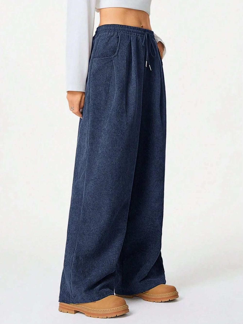 Drawstring Wide Leg Pants - Trendsi - Flyclothing LLC