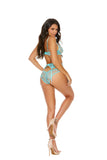 Elegant Moments Dusty Turquoise Lace Bra, Panty & Garter Belt 55031 - Elegant Moments - Flyclothing LLC