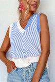 Striped Contrast V-Neck Sweater Vest - Trendsi - Flyclothing LLC