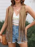 Fringe Open Front Vest Coat - Trendsi - Flyclothing LLC