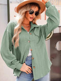 Textured Button Up Long Sleeve Shacket - Trendsi - Flyclothing LLC