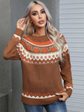 Angel Wings Geometric Round Neck Long Sleeve Sweater - Trendsi - Flyclothing LLC