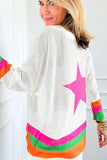 Star Contrast Round Neck Long Sleeve Knit Top - Trendsi - Flyclothing LLC
