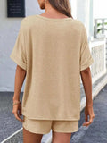 Round Neck T-Shirt and Drawstring Shorts Set - Trendsi - Flyclothing LLC
