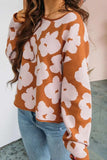 Flower Round Neck Long Sleeve Knit Top - Trendsi - Flyclothing LLC