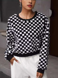 Plaid Round Neck Long Sleeve Sweatshirt - Trendsi - Flyclothing LLC