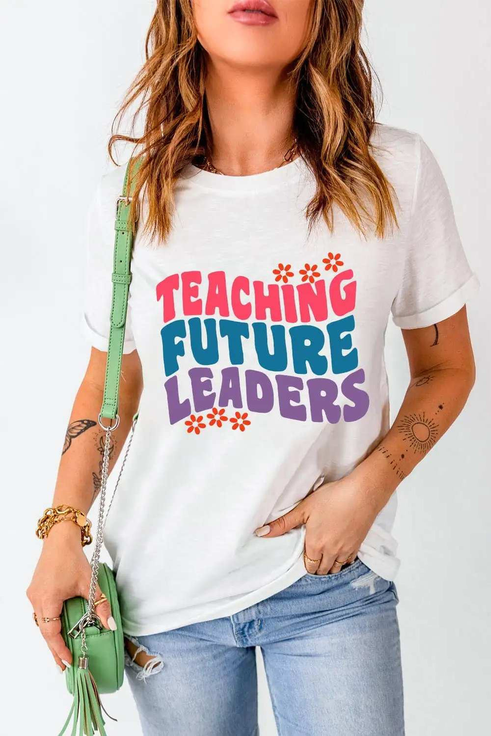 Letter Graphic Round Neck Short Sleeve T-Shirt - Trendsi - Flyclothing LLC